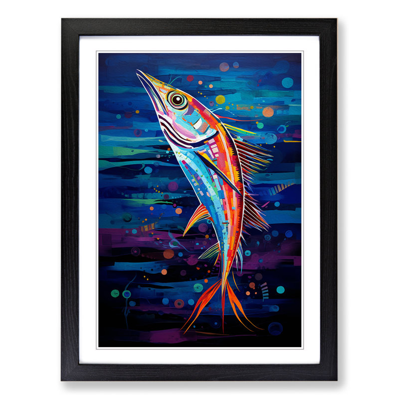 Fish Orphism - Framed Print, Black, 46cm H x 34cm W x 2cm D