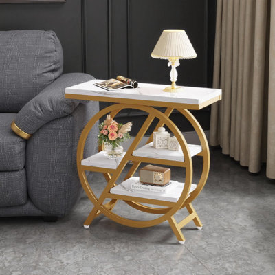 25.59" 3-Tier Side Table with Storage – Side Table for Living Room