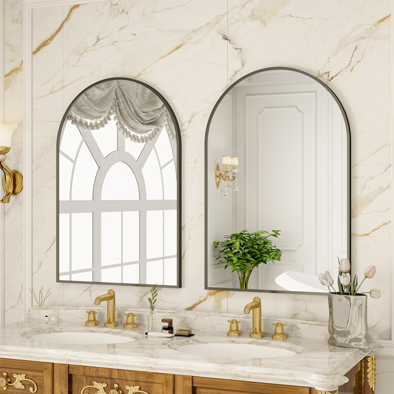 Miroir de salle de bain Yazlen Cornelia, Noir, 40 po x 30 po
