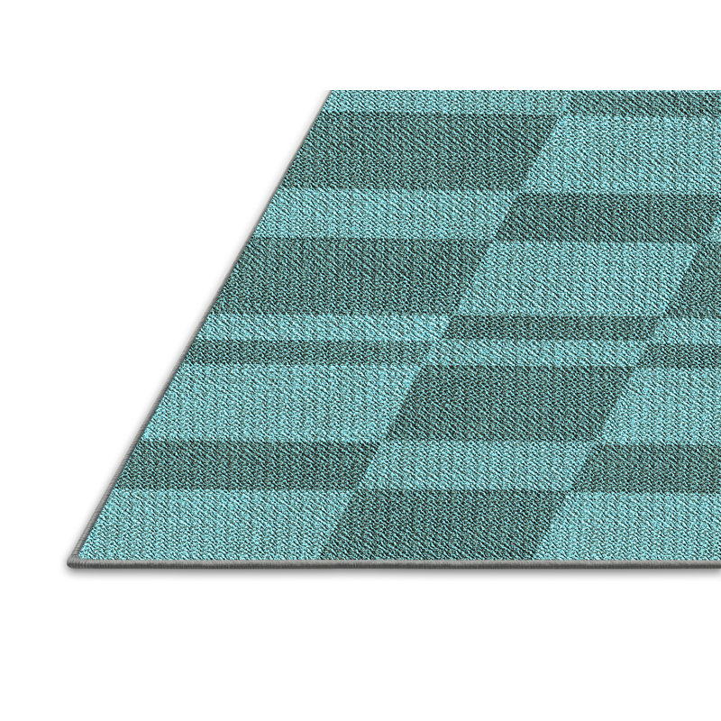 Tapis bleu-aire en laine géométrique Hannah, Rectangle 2 pi x 3 pi