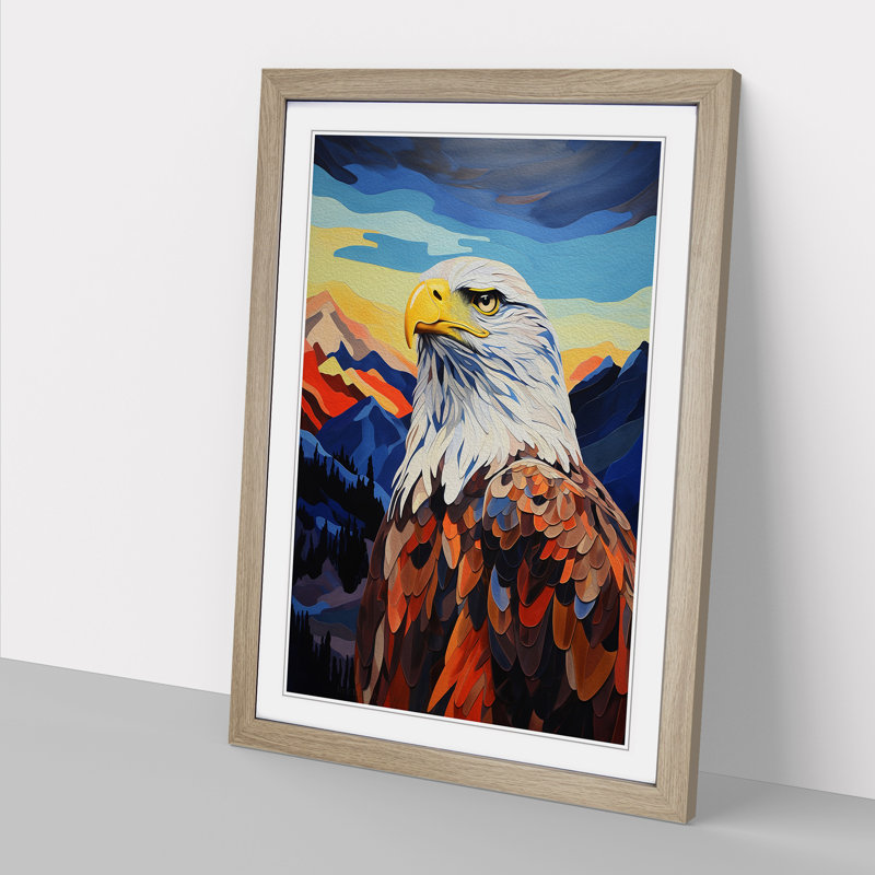 Eagle Colour Field No.2 - Single Picture Frame Print on Wood, Oak Framed, 34cm H x 25cm W