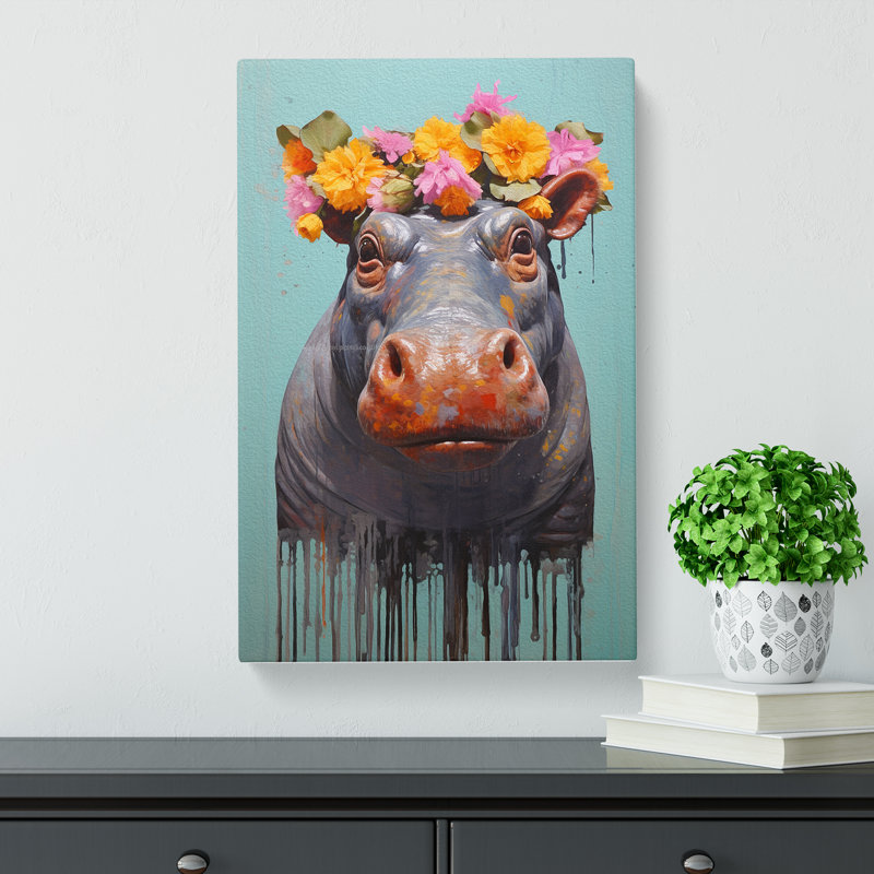 Hippo Contemporary - No Frame Print, 60cm H x 40cm W x 3cm D