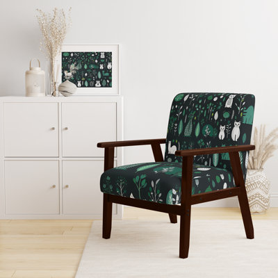 Minimalist Forest Animal Pattern - Upholstered Casual Accent Arm Chair