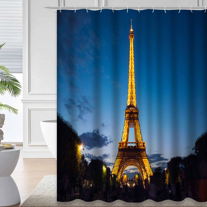 Rideau de douche Paris Paris Tour Eiffel avec 12 crochets, L 72 po x l 84 po