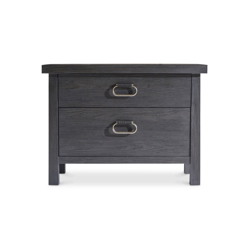 Trianon Contemporary Black Solid Wood 2-Drawer Nightstand