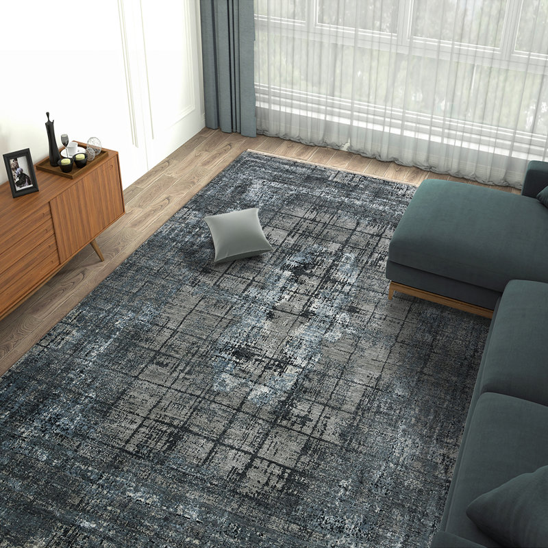 One-of-a-Kind Dazzle Modern Hand-Knotted 2'X3' Wool Blue Area Rug, Rectangle 2' x 3'
