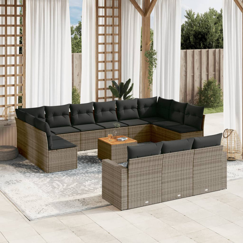  Ensemble de canapé de jardin gris