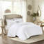 Ensemble de courtepointe réversible à volants avec motifs décoratifs 4 pièces - textures décoratives chics pour lit double / grand lit blanc-121168282