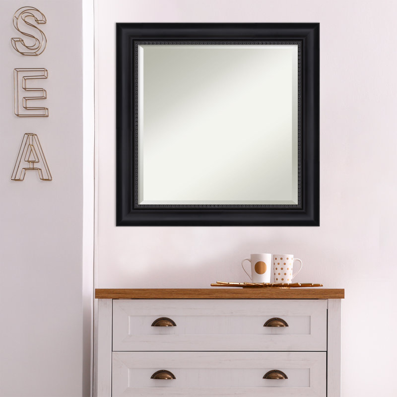 Miroir de salle de bain biseauté Vandeveer, Noir satiné, 24,88 po x 24,88 po
