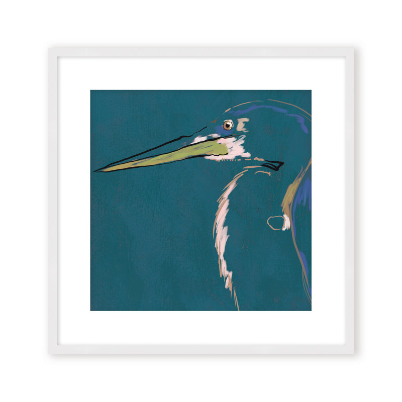 Nature Inspired Blue Heron Portrait, 36" H x 36" W, Black, Framed Print