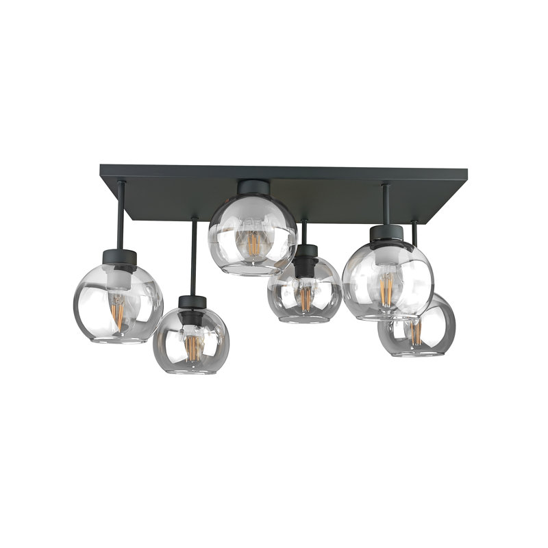 Alexender Glass Semi Flush Mount, Black, Clear