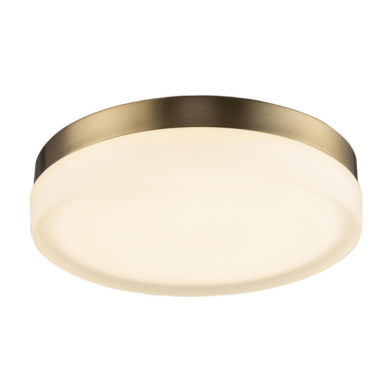 Bahoque Glass LED Flush Mount, Cool Brass, 2.5" H x 10.75" W x 10.75" D
