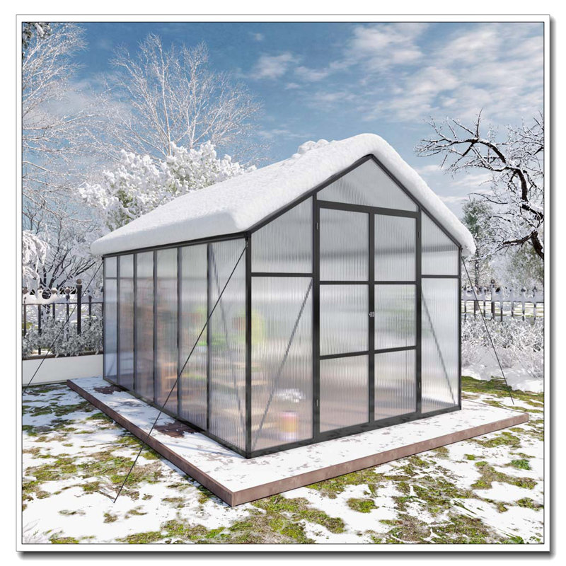 Newly Design Greenhouse 8x12 FT Polycarbonate Greenhouse Raised Base and Anchor Aluminum Heavy Duty Walk-in Greenhouses for Outdoor Backyard in All Season