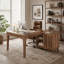 Bureau en coin en L 57 po avec pupitre en bois et bureau avec bureau