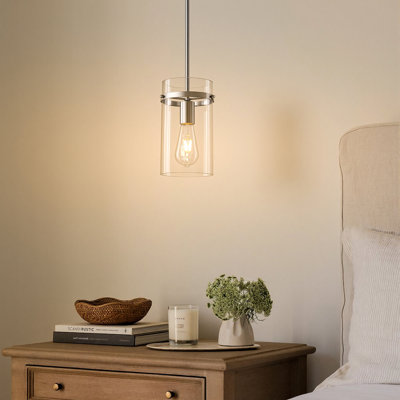 Cylon 1 - Light 5.5'' Clear Glass Cylinder Pendant For Kitchen Island