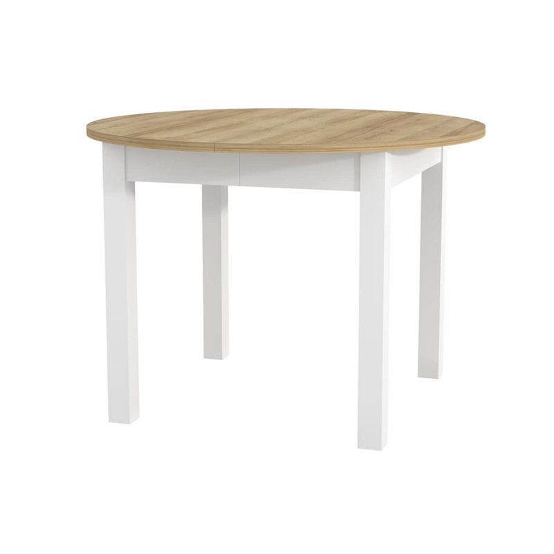 Homou 105-240 cm Extendable Dining Table, Riviera Oak, White Matt