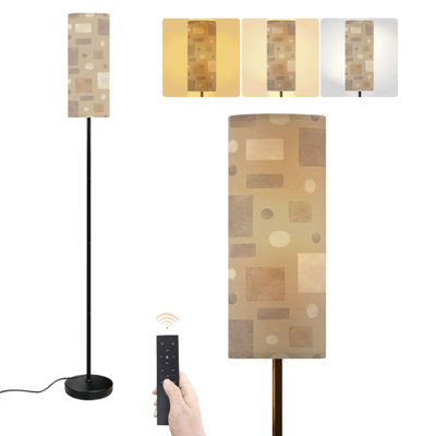 Floor Lamp Minimalist Beige checkered dot brown Soft Abstract Squares autumn fall Dimmable Modern Standing Lamp with Remote Control Footswitch Bulb Lampshade Tall Pole Corner Lamp for Living Room Bedroom Office