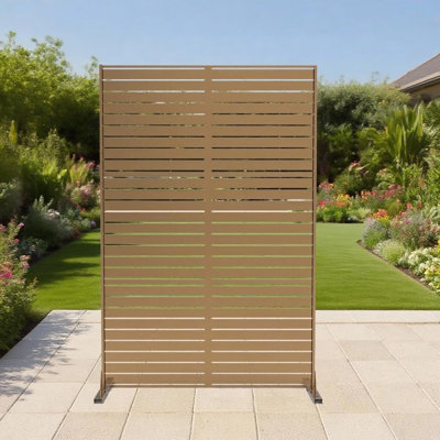 Metal Privacy Screen, Freestanding Outdoor Privacy Screen 72" H×47" W, Decorative Steel Privacy Fence Screen Panels, Weather-Resistant/Easy Assembly