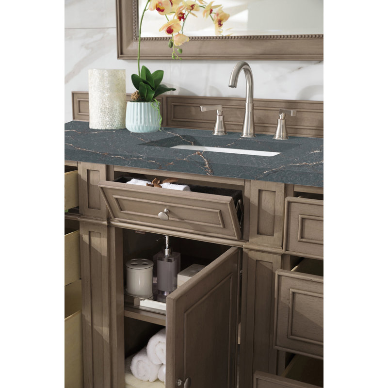 Bristol 60'' W Single Vanity, Parisien Bleu, Whitewashed Walnut