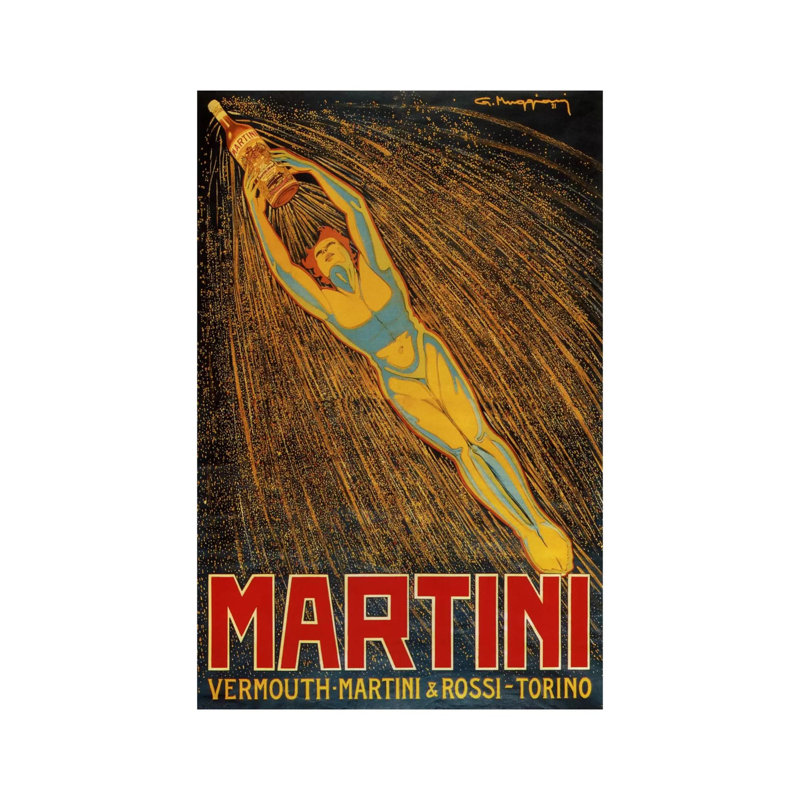 Martini (Vermouth Martini & Rossi) Advertising Vintage Poster - Wrapped Canvas Print, 20.32 cm H x 30.48 cm W