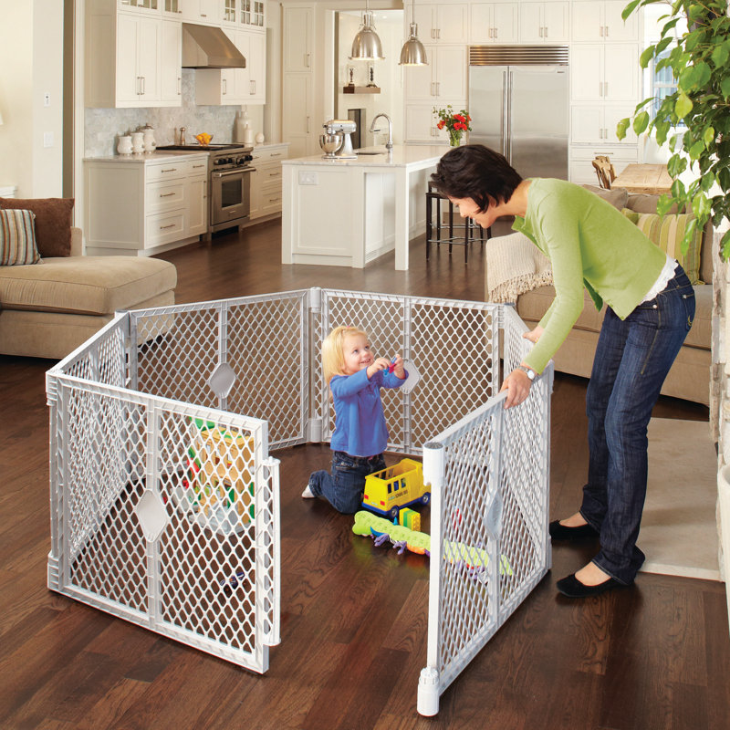 White Portable Safety Play Yard with Gate
