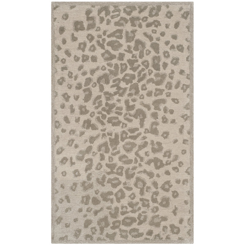 Jamon Martha Stewart Hand Tufted Wool/Viscose Animal Print Rug in Sharkey gray, Rectangle 2'6" x 4'3"