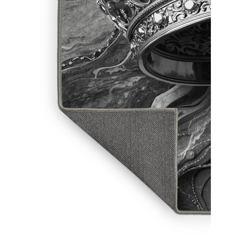 Tapis gris moelleux moelleux et orné en marbre Dekalb - Reliure grise, 2 x 4