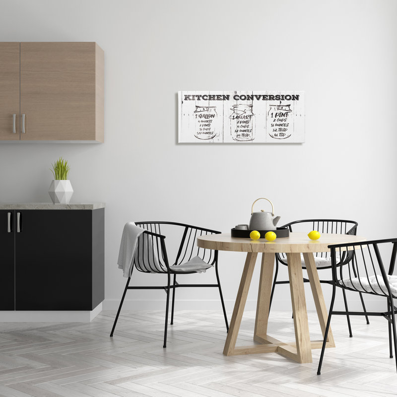Tableau de conversion pour la cuisine - Art textuel sur toile, Toile tendue, H 13 po x l 30 po x P 1,5 po
