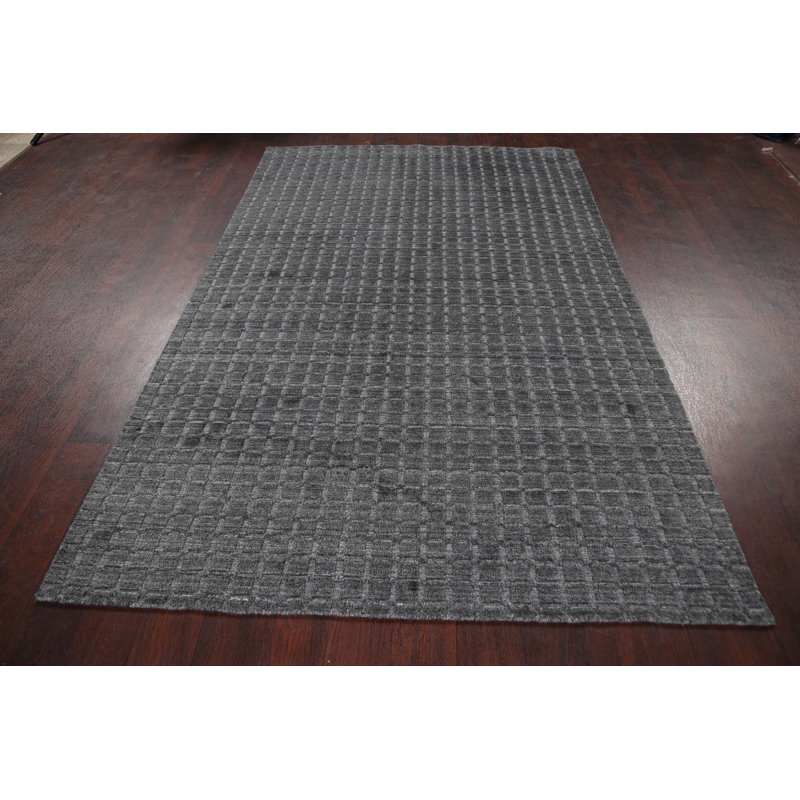 Tapis décoratif en laine noué à la main de conception unique 4 pi 10 po x 7 pi 8 po noué à la main New Age