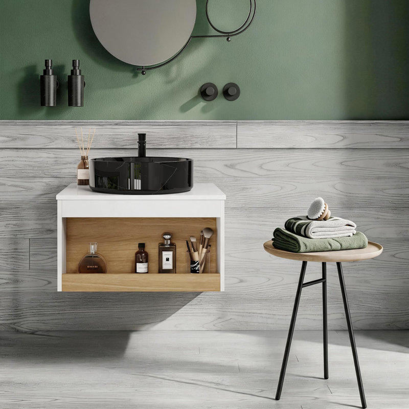 Meuble-lavabo flottant 24 "Aura (RTA) Aura, L 23,63 po, Noir / Blanc