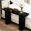 Table d'entrée de 160 cm de long avec côtés triangulaires - Finition noire épaisse, hauteur 81,5 cm, cadre photo intégré, espace de rangement élargi, profondeur 159,5 cm