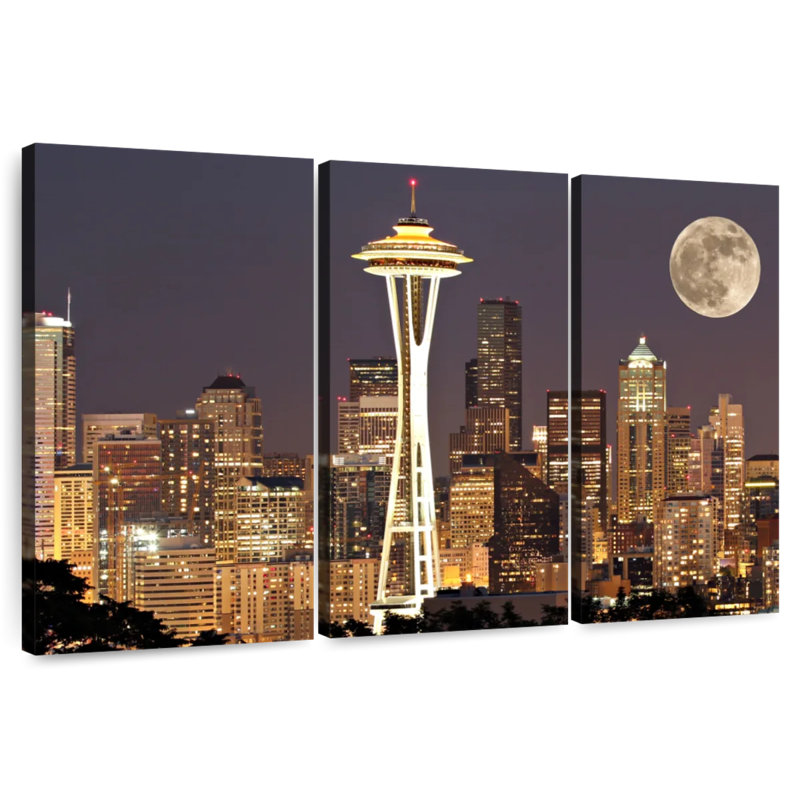 Sebbie Supermoon Over Seattle, 28" H x 45" W