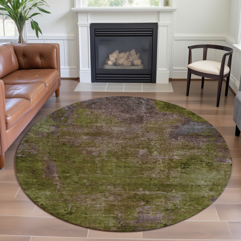 Premium Machine Washable Alijah AMF1287 Modern Rug, Round 8'