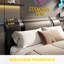 Lit-bateau tapissier avec tête de lit à lattes en bois Blondsville-2122549650-2122549651