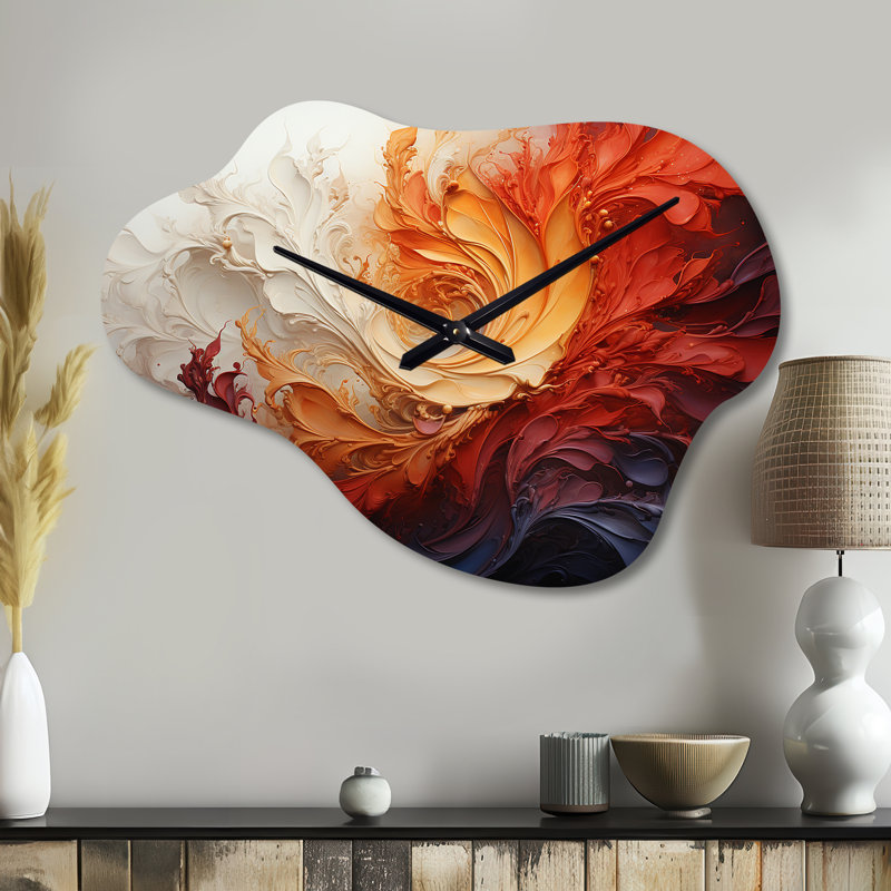 Energetic Spirals cape II - Abstract Spirals Cloud Metal Wall Clock, Modern Asymmetrical Wall Clock Print, Small