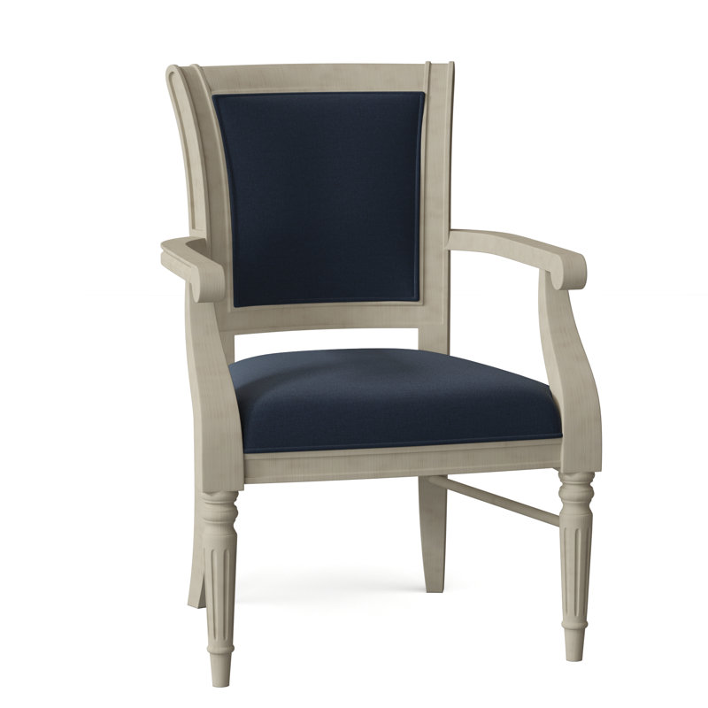 Edgemont Upholstered King Louis Back Arm Chair, 8789 Indigo, Espresso