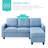 Shaine Linen Sectional Sofa Couch w/ Chaise Lounge, Reversible Ottoman Bench-343425954