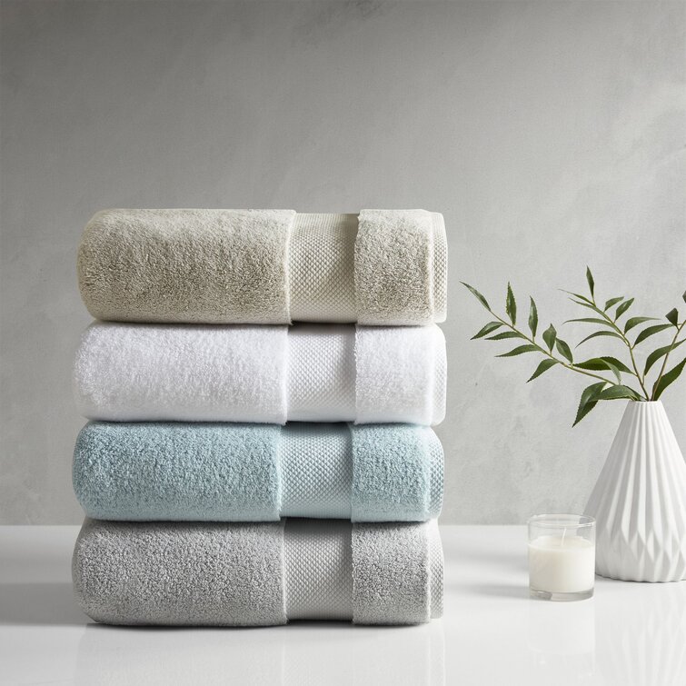 MADISON PARK SIGNATURE Luxor 100% Egyptian Cotton Luxurious Bath Towel Set  - Grey 