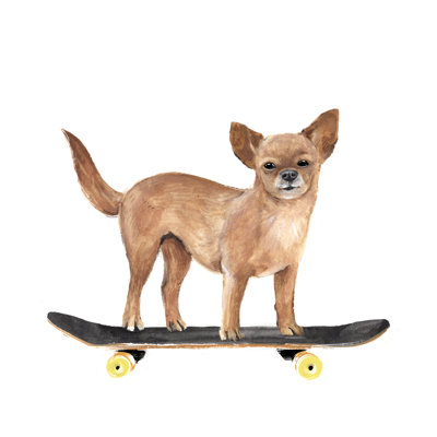 Pups On Wheels I by Annie Warren - Wrapped Canvas Painting