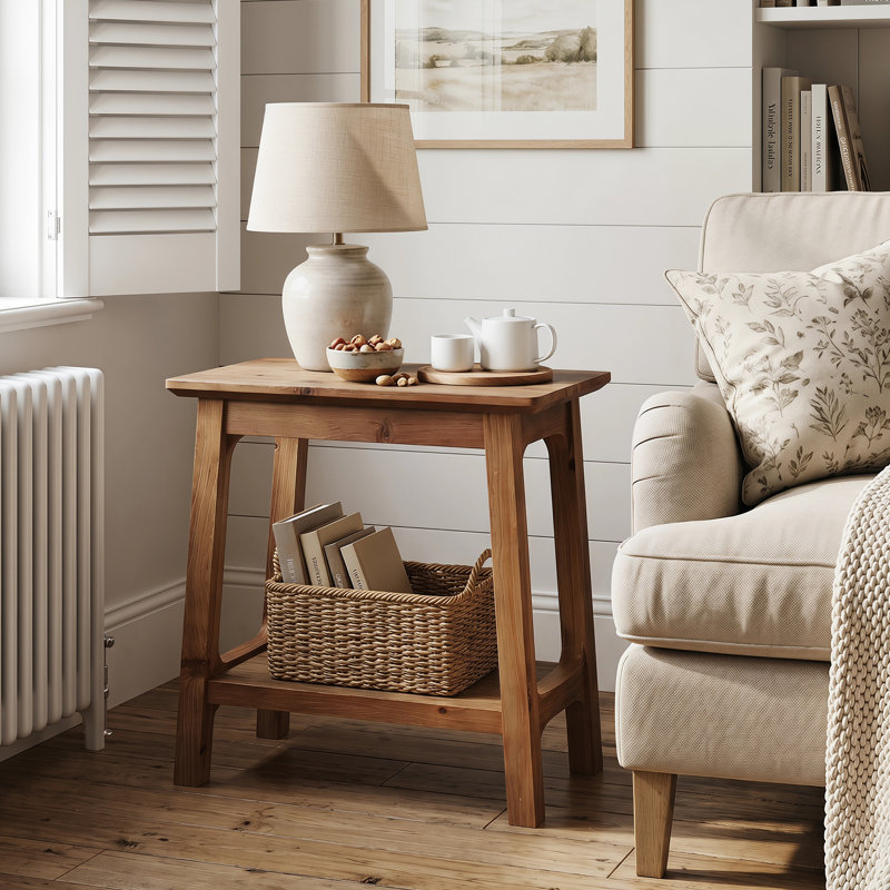 Solid Wood End Table With Storage (Set of 2), 2