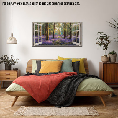  Nature Window Wall Art Forest Landscape Large Canvas Wall Decor, Horizontal Open Window Design and Vibrant Spring Scenery Artistic Prints for Living Room Bedroom Wall Embellishment, 12x24 inches