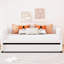 Lit de jour simple beige avec rangement gigogne pliable ergonomique et empilable