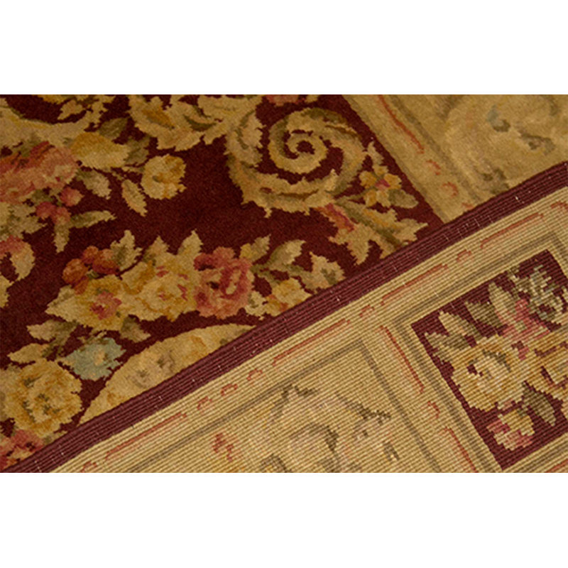 Hand-Knotted High-Quality Gold and Red Area Rug