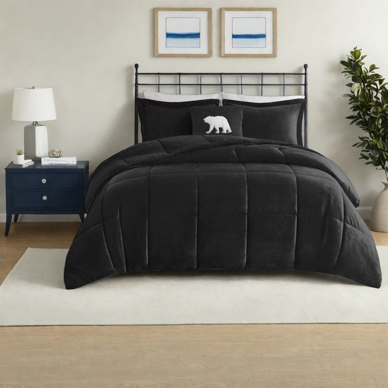 Ensembles de literie en sherpa douillet douillet, polyester grand lit, maison moderne