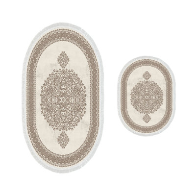 Luxurious Bathmat Set (2 Pieces), Brown Polyester, 19.7 x 23.6 inches & 23.6 x 39.4 inches | 100% Polyester, 25.0 oz/sq yd | Non-Slip Underside, Antibacterial, Easy to Clean | Perfect for Any Bathroom Décor