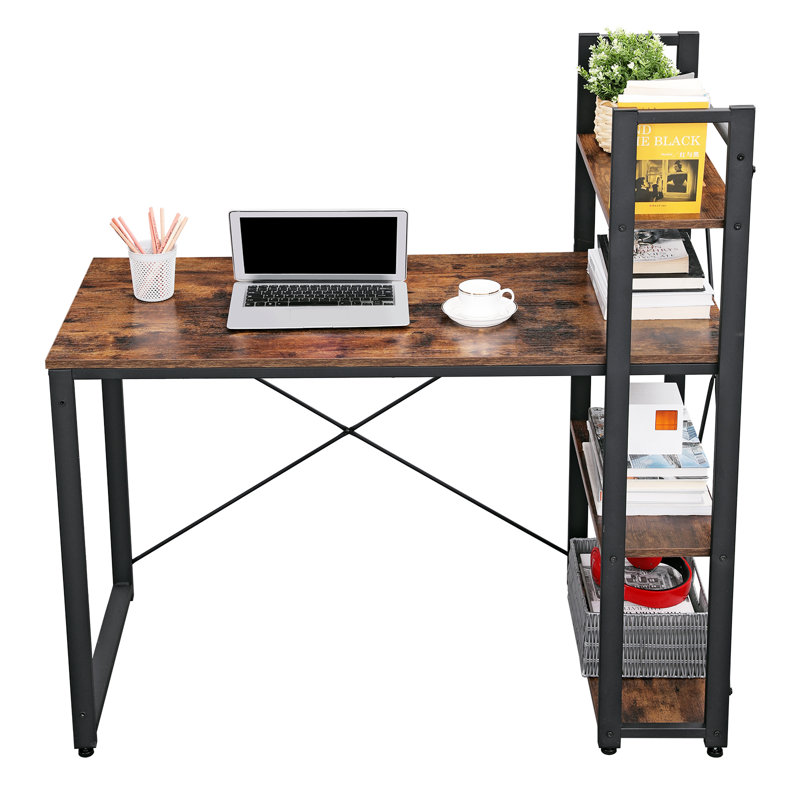Citlali Writing Desk, Black, Rustic Brown