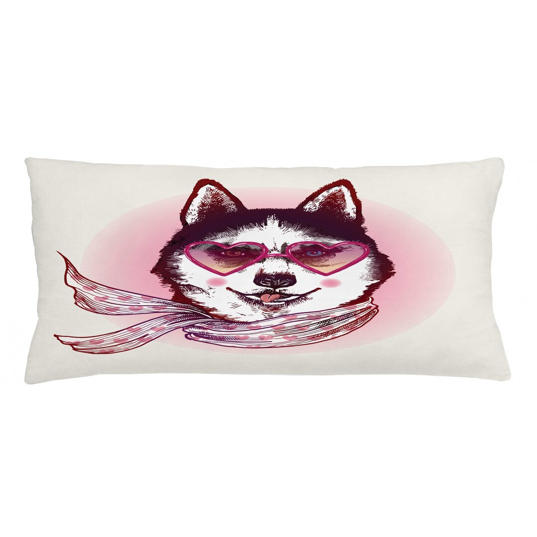 Kissenbezug, Hipster Husky Hundeherzen, Tier, Pink Cream Schwarz