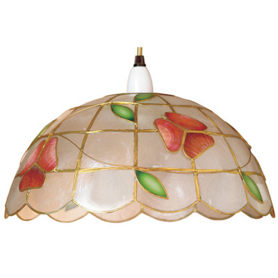 Capiz Shell 12 cm H Bowl Pendant Shade ( Screw On ) in Gold and Green