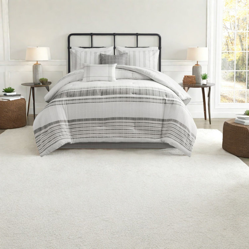 Très grande literie en jacquard de coton, très grand, style maison de campagne