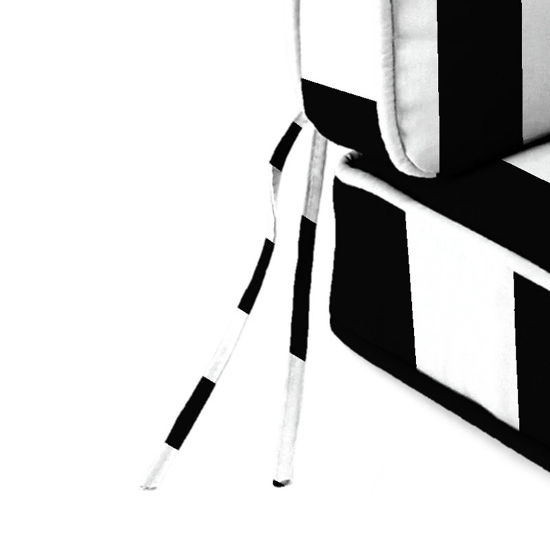 22 in x 45 in Outdoor Deep Seat Cushion Set with Ties, Black Striped
